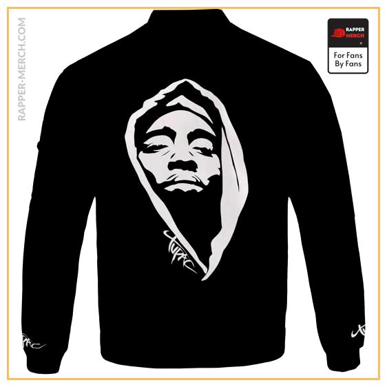 2Pac Face With Hoodie Silhouette Black Bomber Jacket RM0310