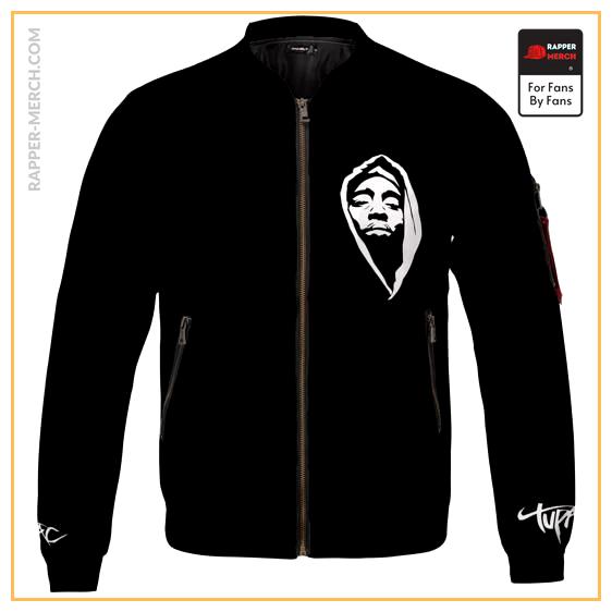 2Pac Face With Hoodie Silhouette Black Bomber Jacket RM0310