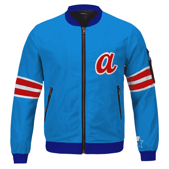 2Pac Makaveli with A and Red Stripes Blue Letterman Jacket RM0310