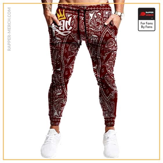 2Pac Shakur Red Paisley Abstract Art Badass Jogger Pants RM0310