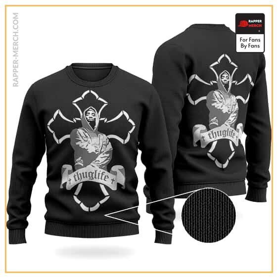 2Pac Shakur Thug Life Exodus Cross Wool Sweatshirt RM0310