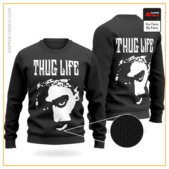 2Pac Shakur Thug Life Silhouette Art Black Wool Sweater RM0310