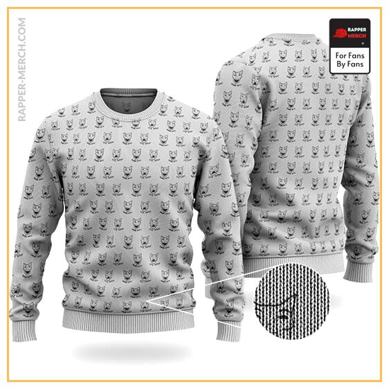 2Pac Smile Now Cry Later Tattoo Pattern Wool Sweatshirt RM0310