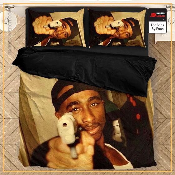 Thug 2pac Shakur Makaveli Pointing Gun Picture Bedding Set RM0310