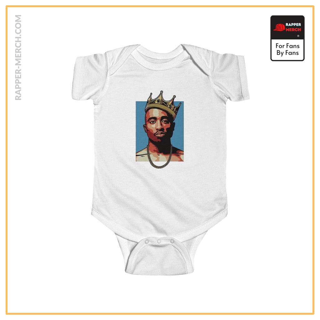 Awesome Rapper 2Pac Amaru Shakur Wearing Crown Baby Onesie RM0310