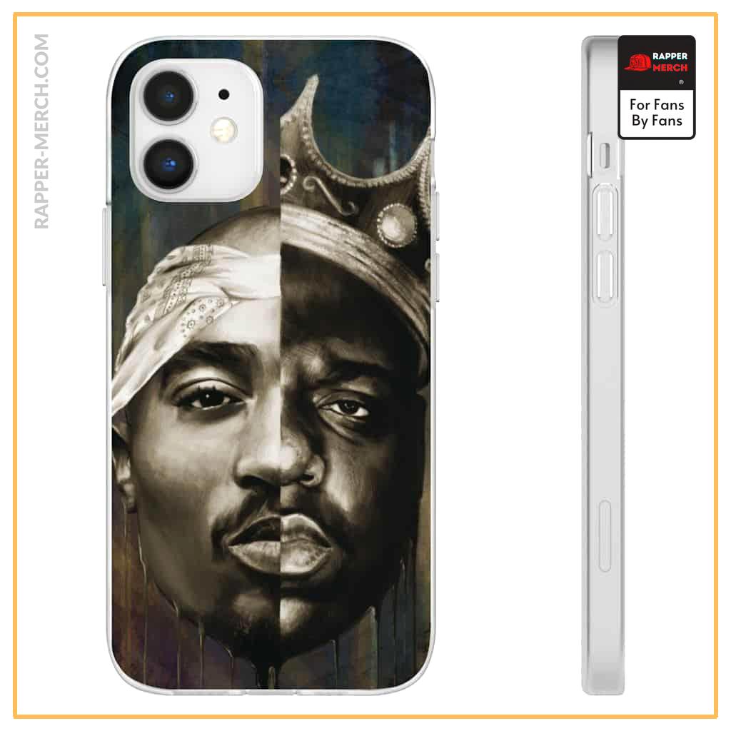 Rappers 2Pac Makaveli & Biggie Half Face Design iPhone 12 Case RM0310