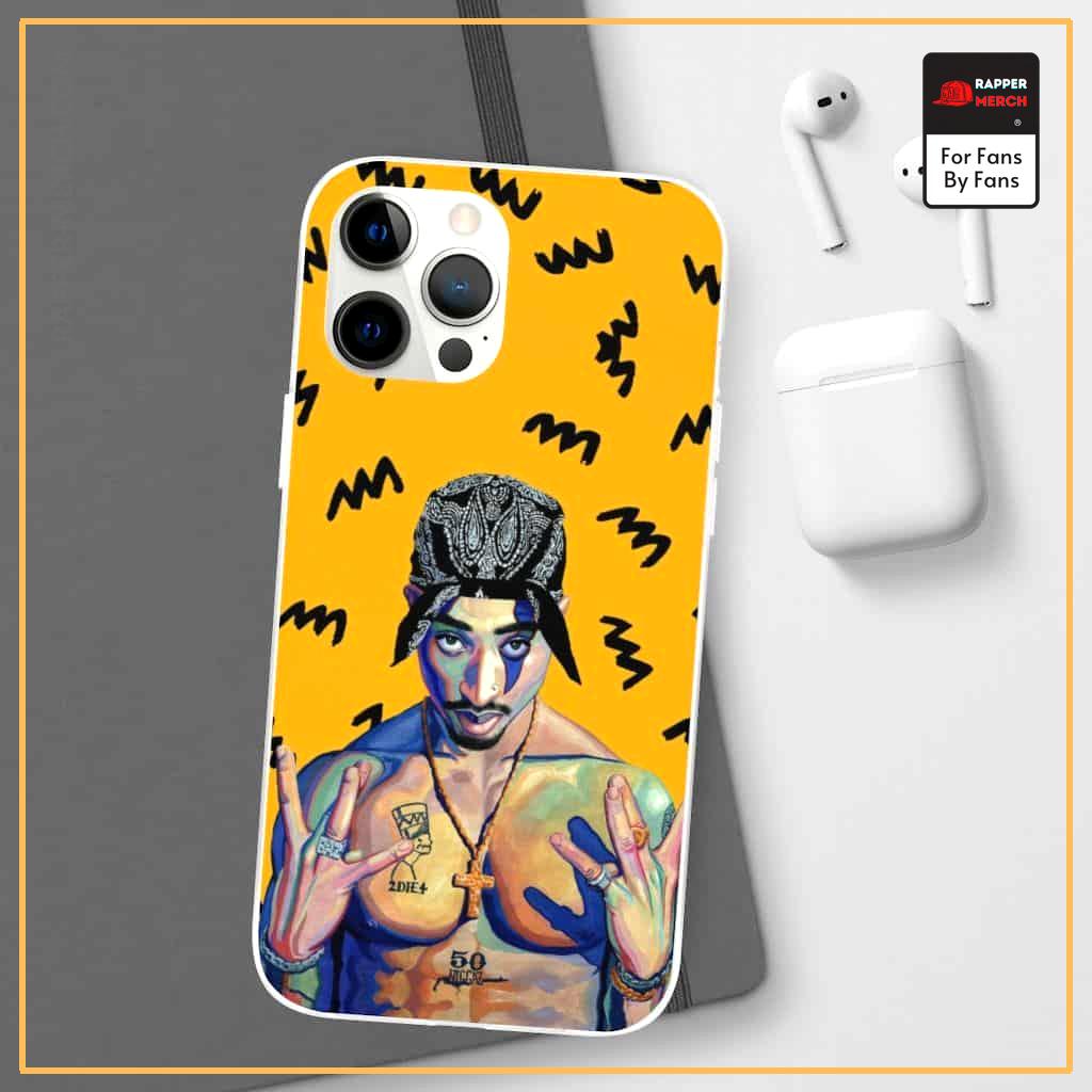 2pac Shakur Thug Life Pose Awesome Yellow iPhone 12 Case RM0310