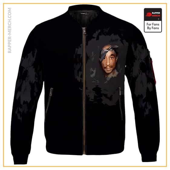Abstract Tupac Makaveli Portrait Design Black Bomber Jacket RM0310