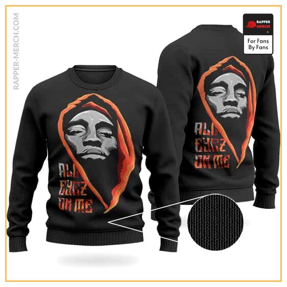 All Eyez On Me 2Pac Shakur Face Art Black Wool Sweater RM0310
