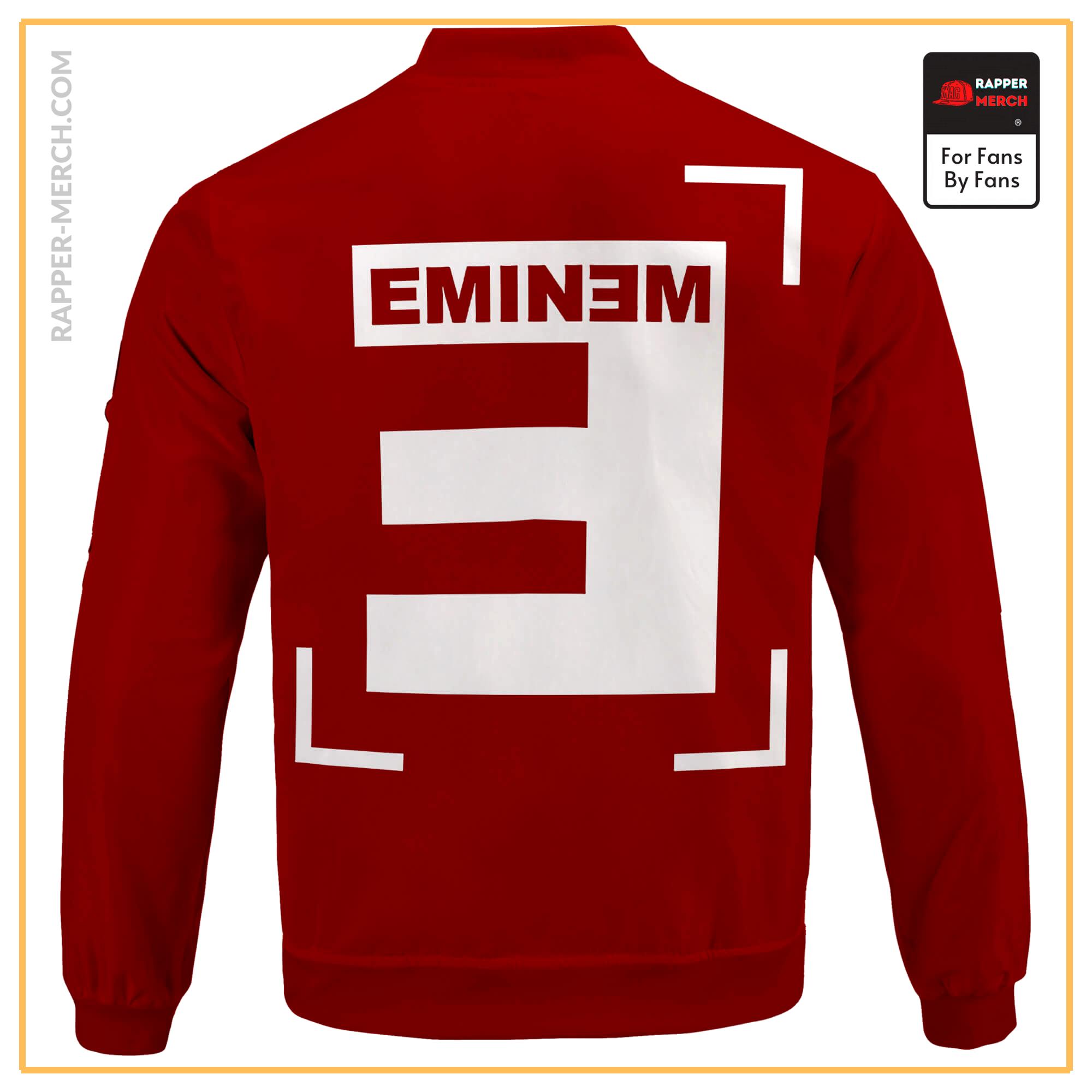 American Rapper Eminem Logo Minimalistic Red Bomber Jacket RM0310