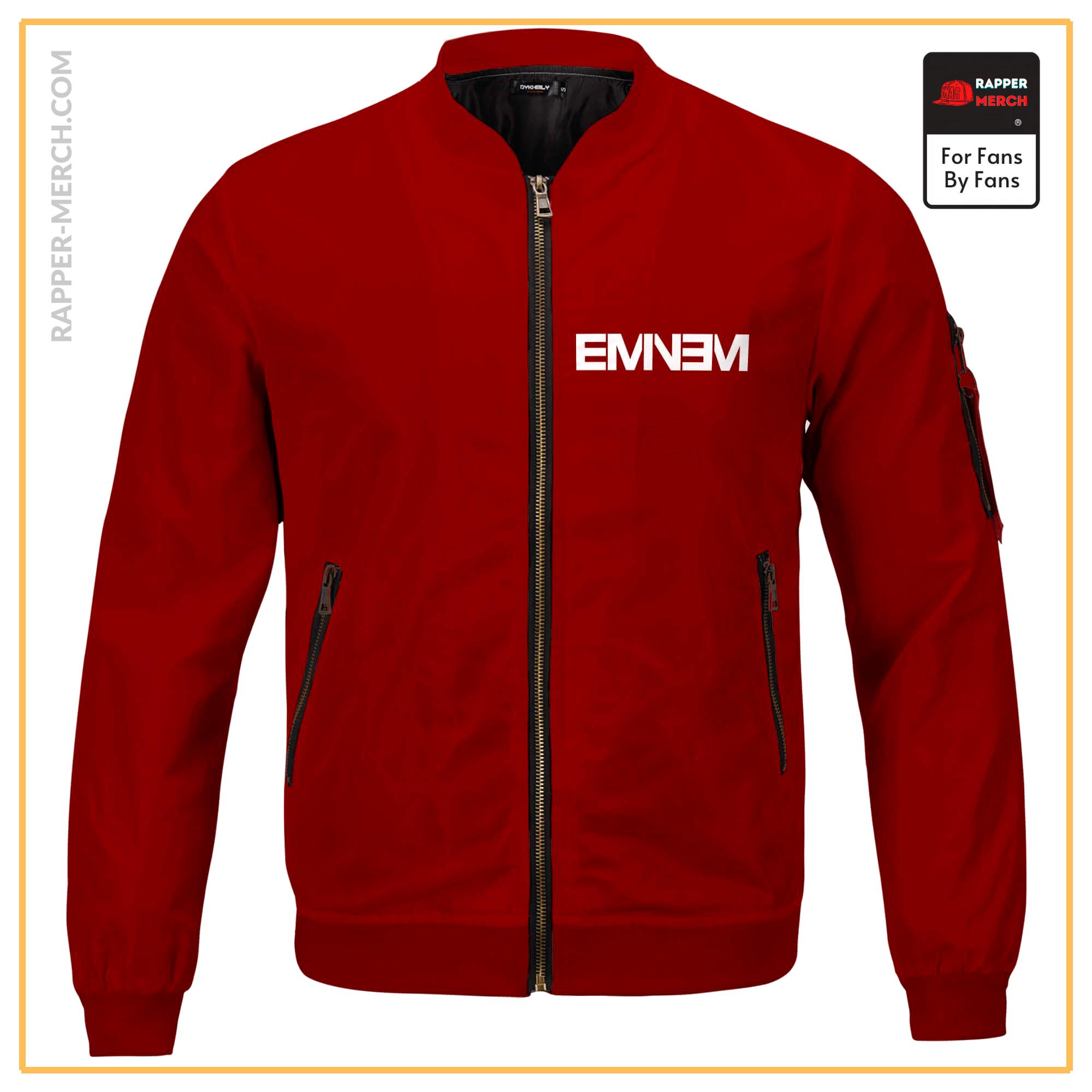 American Rapper Eminem Logo Minimalistic Red Bomber Jacket RM0310