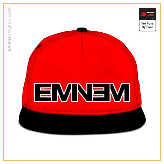American Rapper Eminem Minimalist Logo Red Snapback Cap main - Rapper Merch