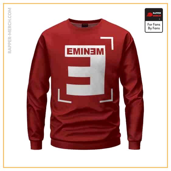 American Rapper Eminem Reversed E Logo Red Crewneck Sweater RM0310