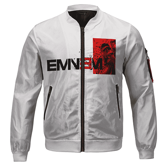 American Rapper Eminem Shattered Artwork White Bomber Jacket RM0310