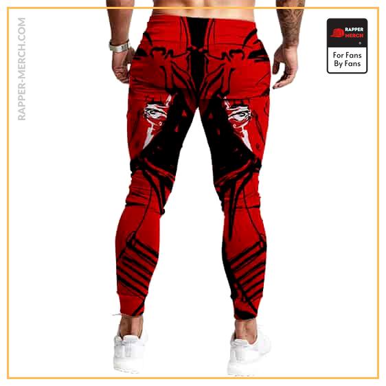 American Rapper Tupac Makaveli Sketch Art Red Jogger Pants RM0310