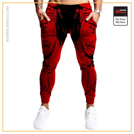 American Rapper Tupac Makaveli Sketch Art Red Jogger Pants RM0310