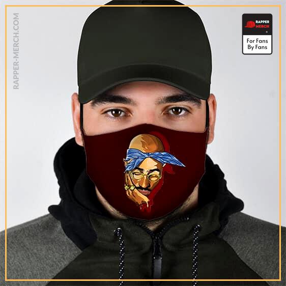 American Rapper Tupac Shakur Drip Art Maroon Face Mask RM0310