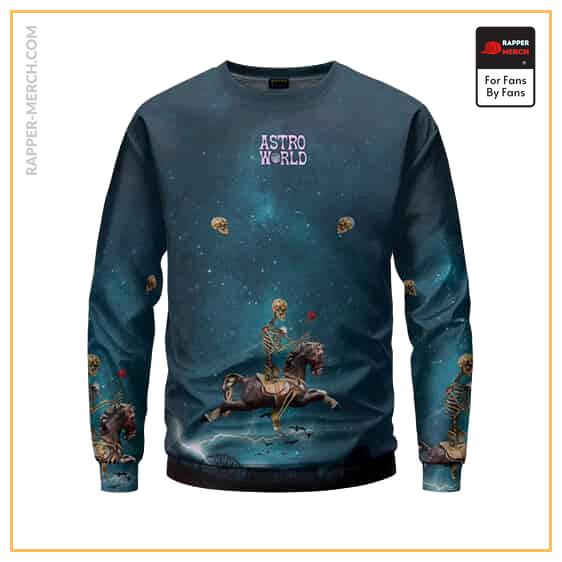 Astroworld Trippy Skeleton Riding Horse Space Art Sweatshirt RM0410