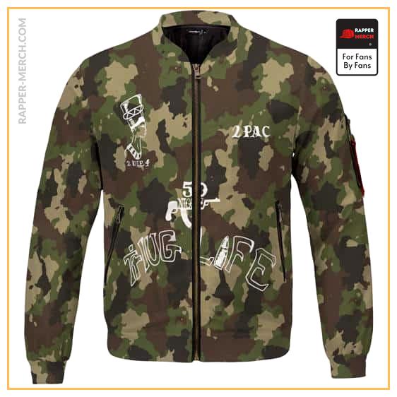 Awesome Tupac Shakur Body Tattoos Camouflage Bomber Jacket RM0310