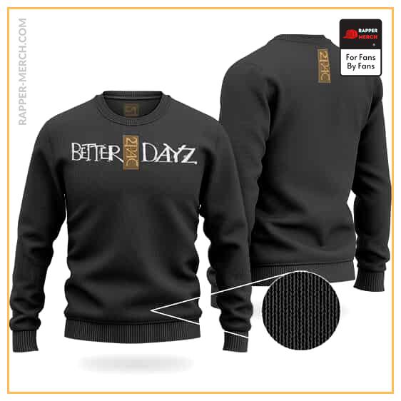 Better Dayz Studio Album Logo Tupac Black Wool Sweater RM0310