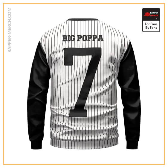 Big Poppa Pinstripe White Black Biggie Crewneck Sweatshirt RP0310