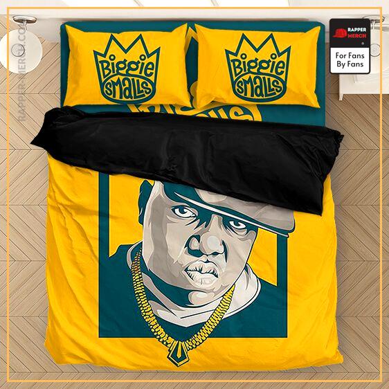 Biggie Smalls Crown Logo Dope Green And Yellow Bedclothes - Rapper Merch