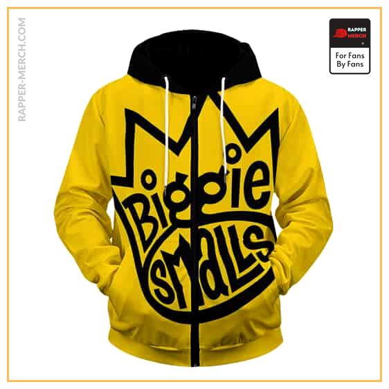 Biggie Smalls Crown Typography Logo Yellow Zipper Hoodie RP0310