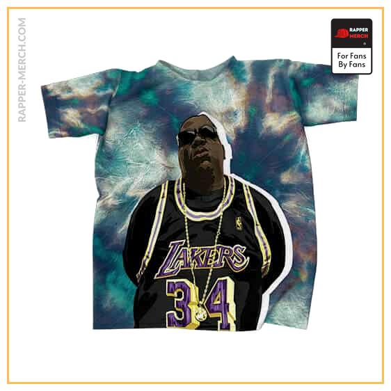 Biggie Smalls Wearing Lakers 34 Tie Dye T-Shirt RP0310