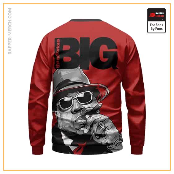 Biggie Smoking Cigar Mafia Theme Red Crewneck Sweater RP0310