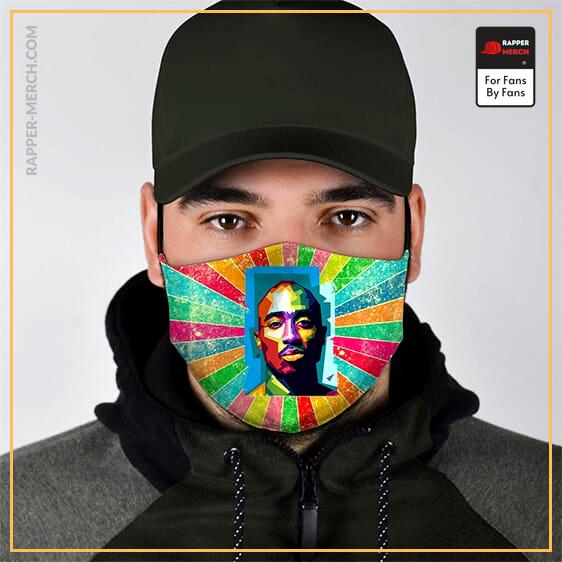 Colorful Rainbow Pattern 2Pac Shakur Tribute Art Face Mask RM0310