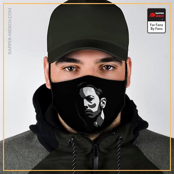 Eminem Marshall Mathers Head Minimalist Art Black Face Mask RM0310