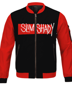Eminem Slim Shady Minimalistic Logo Black Red Varsity Jacket RM0310