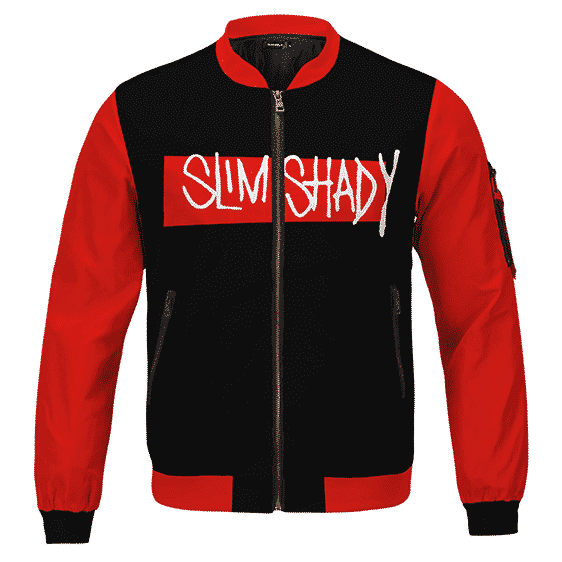 Eminem Slim Shady Minimalistic Logo Black Red Varsity Jacket RM0310