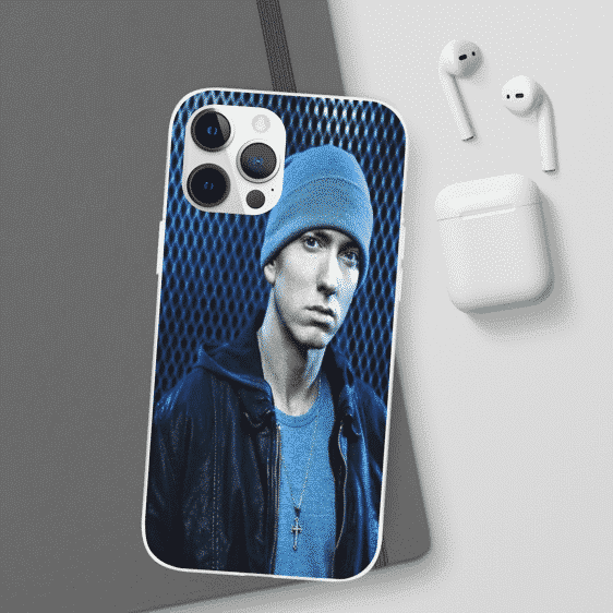 Famous Rap Icon Eminem Blue iPhone 12 Fitted Cover RM0310