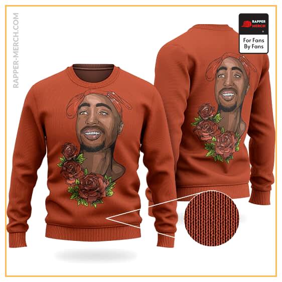 Gangsta 2Pac Shakur West Coast Roses Tribute Wool Sweater RM0310
