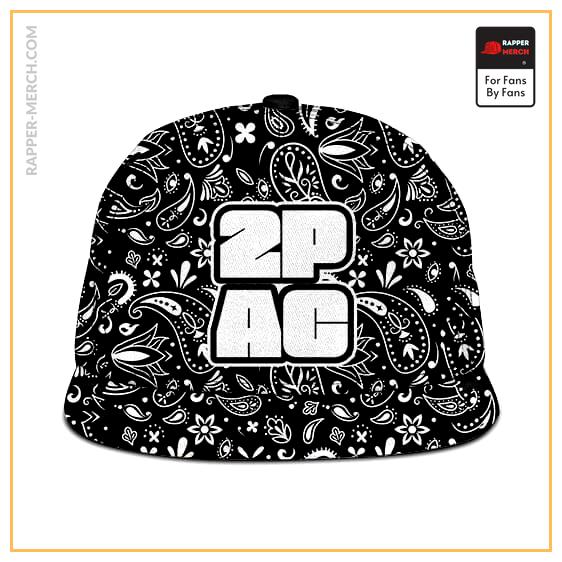 Gangsta Bandana Pattern 2Pac Logo Black & White Snapback RM0310