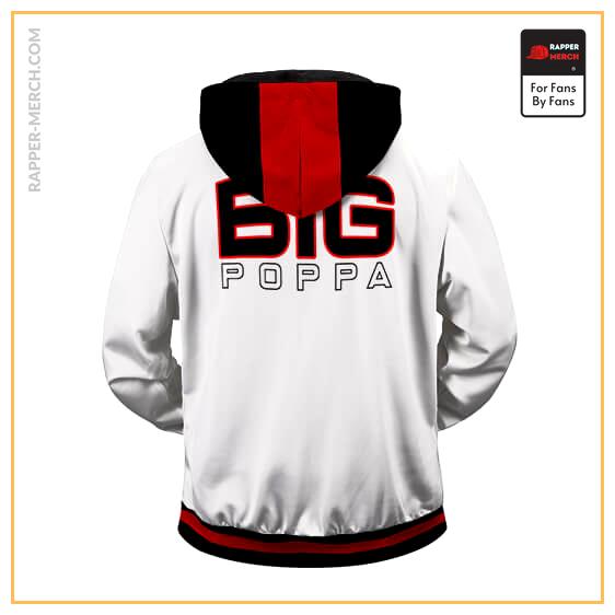Gangsta Big Poppa Logo Minimalist White Zip Hoodie RP0310