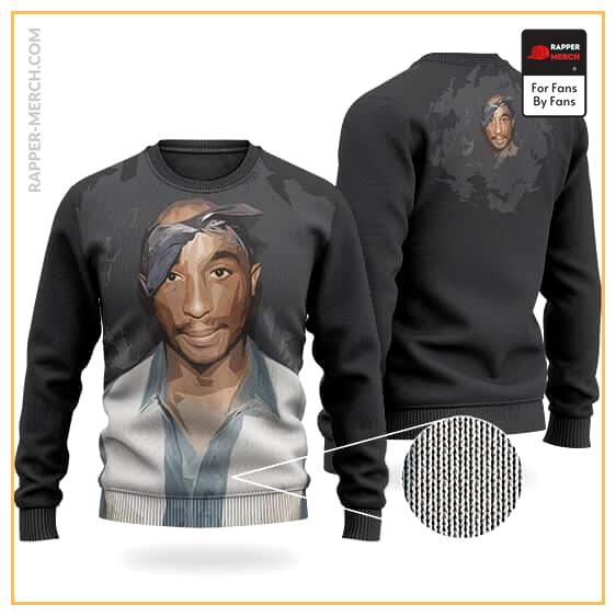 Gangsta Rapper 2Pac Makaveli Portrait Wool Sweater RM0310