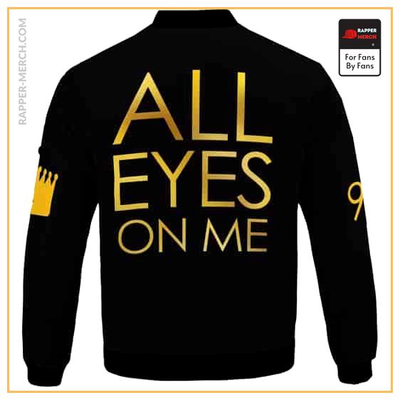 Gold All Eyes On Me Tupac Shakur Tribute Black Bomber Jacket RM0310