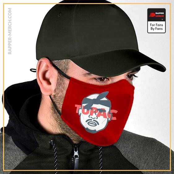 Hip Hop Rapper Tupac Shakur Minimalist Icon Red Face Mask RM0310