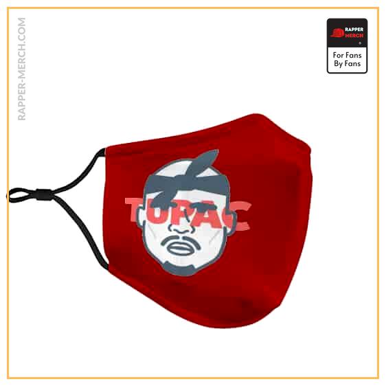 Hip Hop Rapper Tupac Shakur Minimalist Icon Red Face Mask RM0310