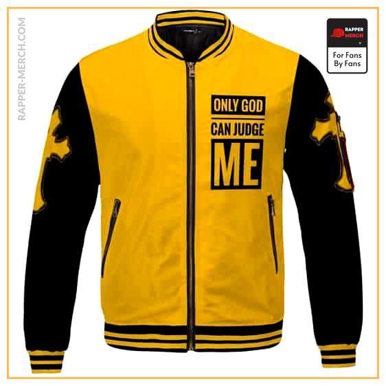 Only God Can Judge Me 2Pac Yellow And Black Varsity Jacket RM0310