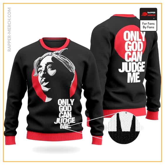 Only God Can Judge Me Tupac Makaveli Face Art Wool Sweater RM0310