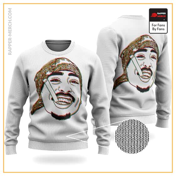 Psychedelic Smoking 2Pac Shakur Glitch Art Wool Sweatshirt RM0310