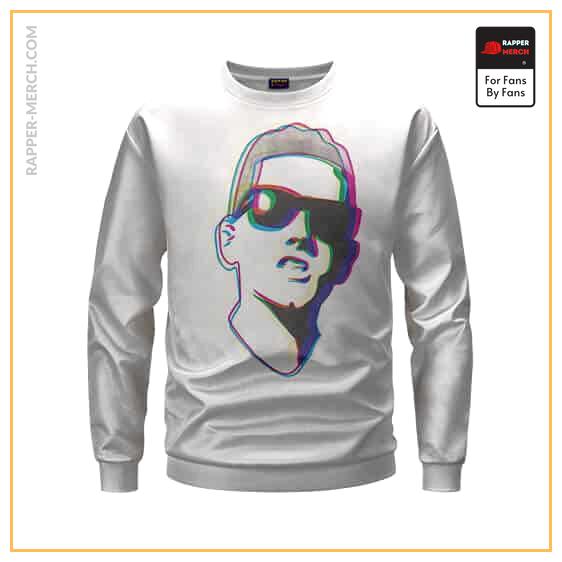 Rap God Eminem Glitch Head Artwork White Crewneck Sweater RM0310