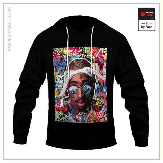 Rap Icon 2Pac Amaru Shakur Colorful Graffiti Art Hoodie RM0310