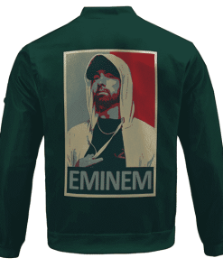 Rap Icon Eminem Wearing Hoodie Portrait Green Bomber Jacket RM0310
