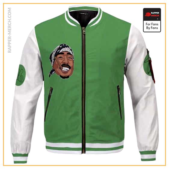 Rap Icon Smoking 2Pac Life Tribute Green Varsity Jacket RM0310