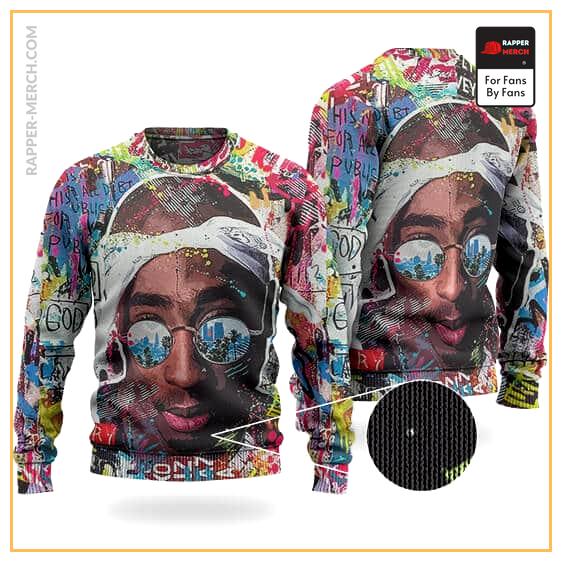 Rap Icon Tupac Shakur Unique Graffiti Art Wool Sweatshirt RM0310