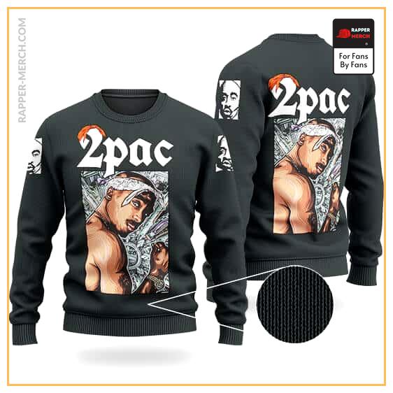 Rap Legend 2Pac Makaveli Tribute Art Black Wool Sweatshirt RM0310